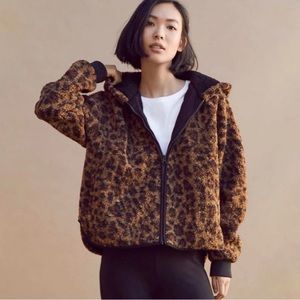 Loft Lou & Grey Cheetah Leopard Print Sherpa Zip Up Jacket